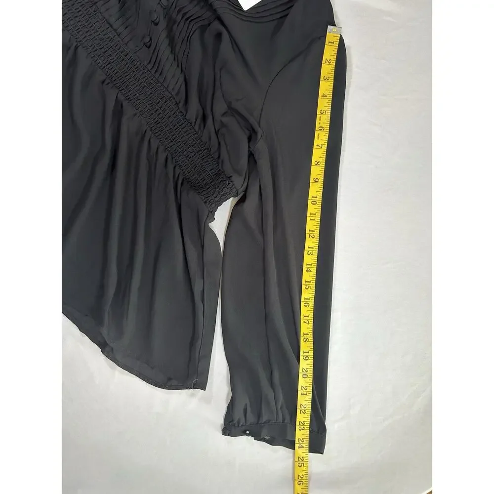 Torrid Babydoll Long Sleeve Blouse Womens Size 12 Black Boho Peasant NWT - Picture 12 of 12